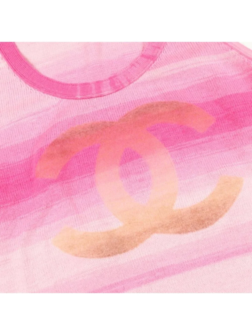 Chanel Tank Top CC Logo Knit Pink Cotton Cashmere Sleeveless Sweater